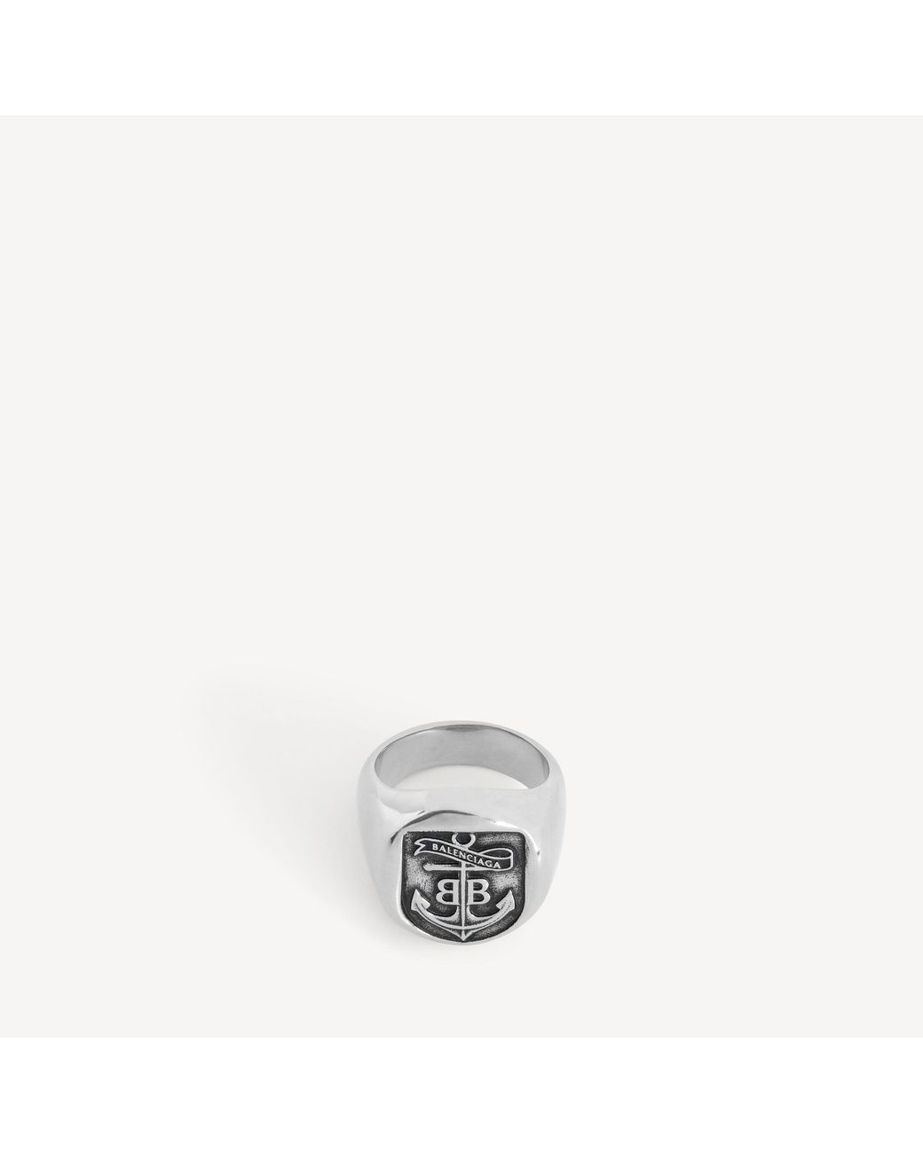 Balenciaga Metallic Anchor Crest Signet Ring for men