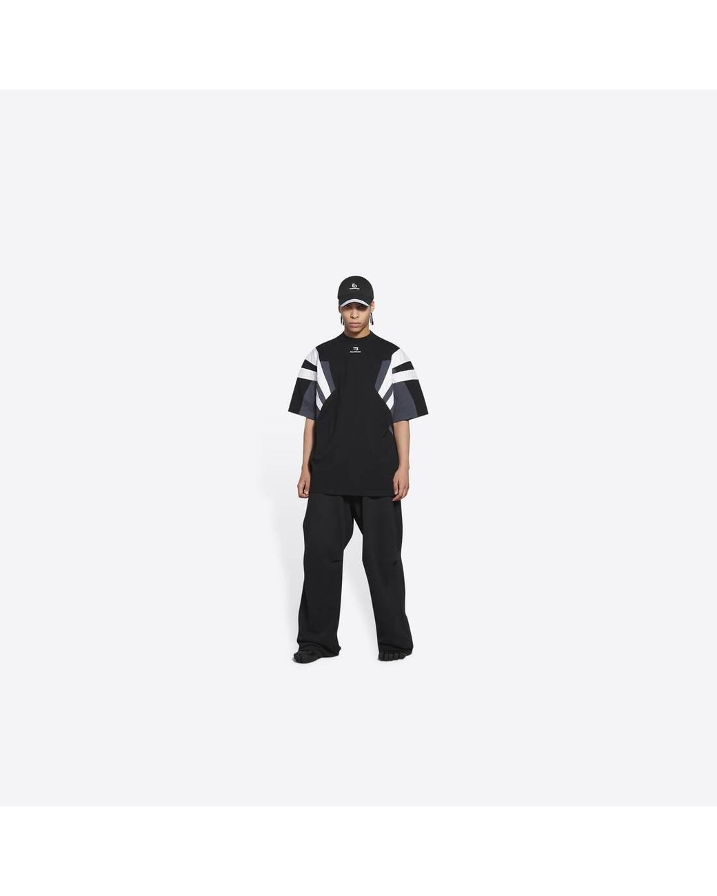 【BALENCIAGA】SPORTY B OVERSIZED TRACKSUIT Balenciaga Sporty B Tracksuit Jacket Black/Grey/White Men's - SS22