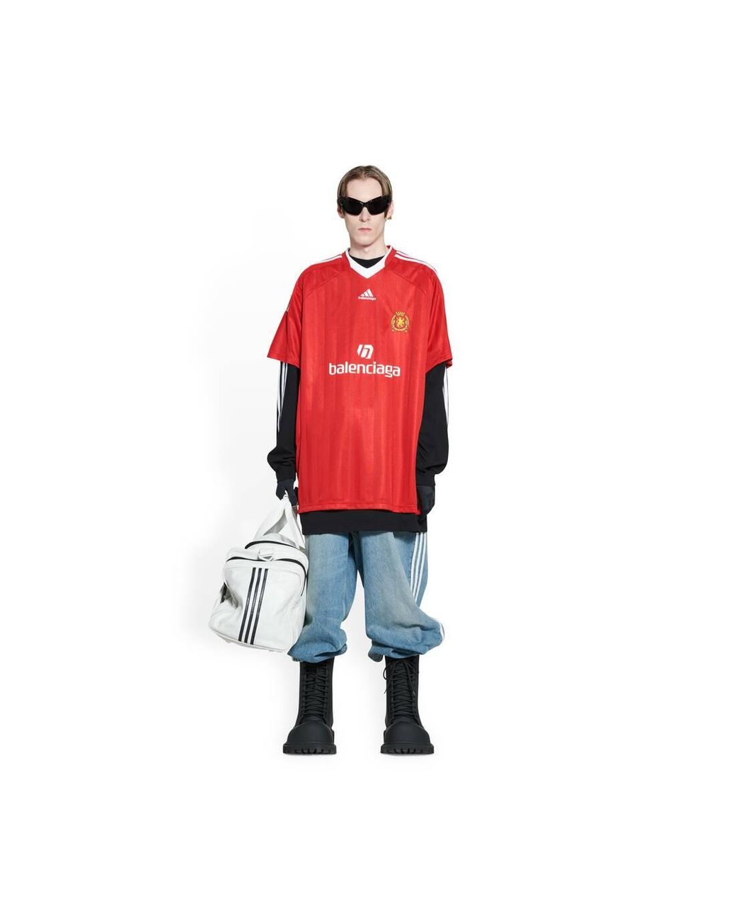 Balenciaga / Adidas Soccer T-shirt Oversized Red | Lyst