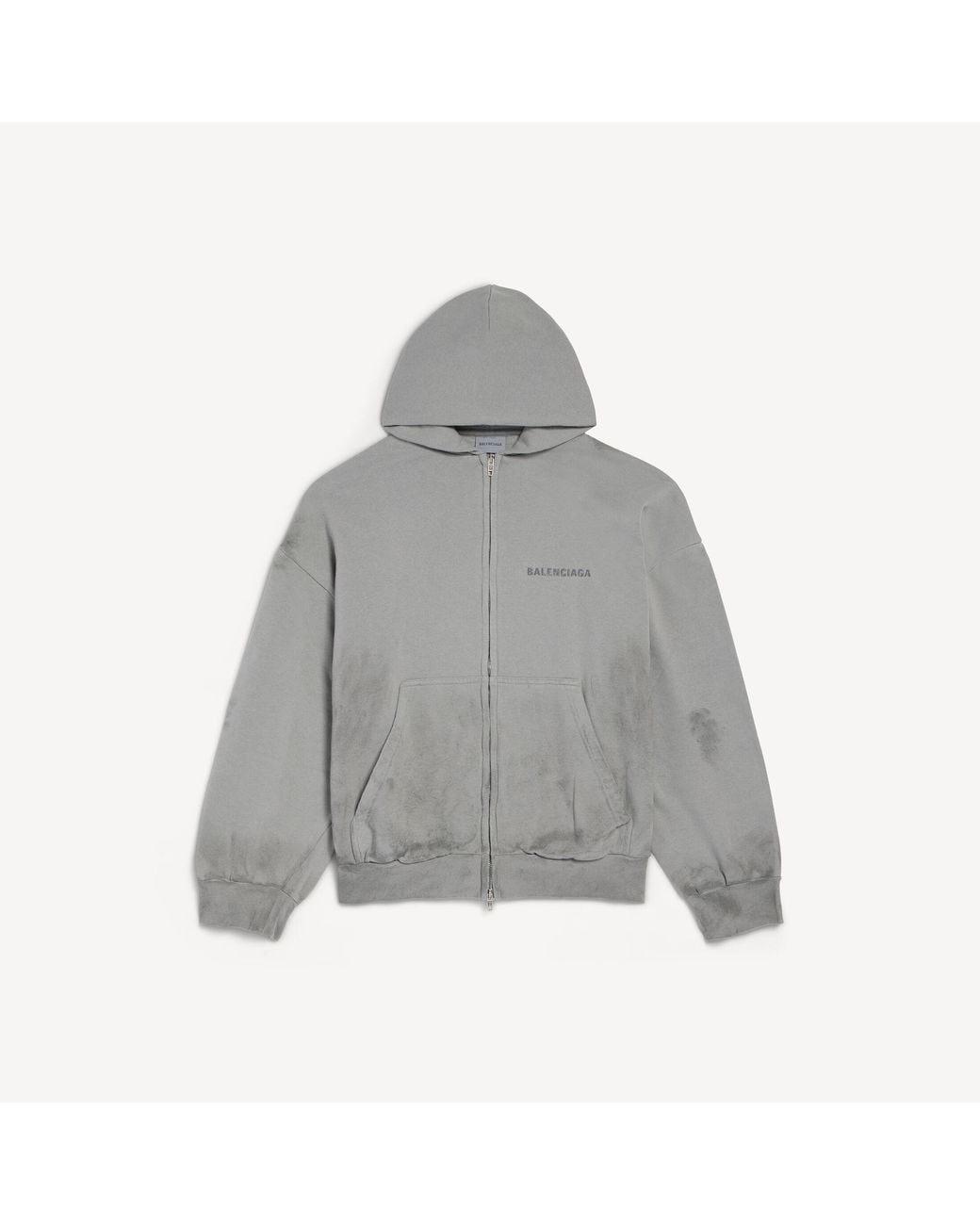 Balenciaga Gray Back Regular Fit Zip-up Hoodie for men