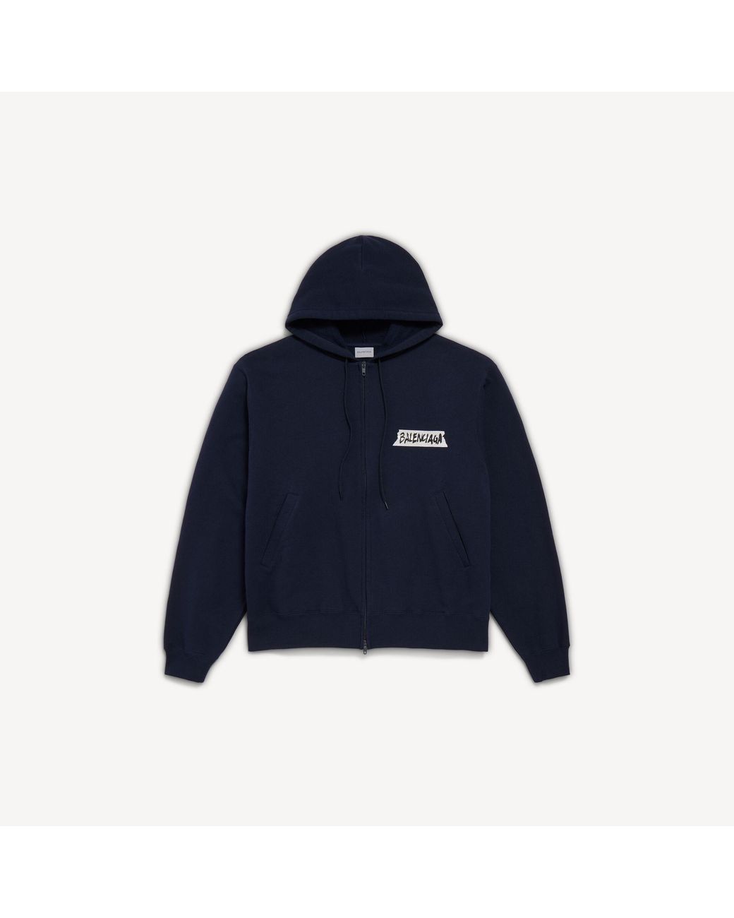 Balenciaga Blue Masking Tape Oversized Zip-up Hoodie for men