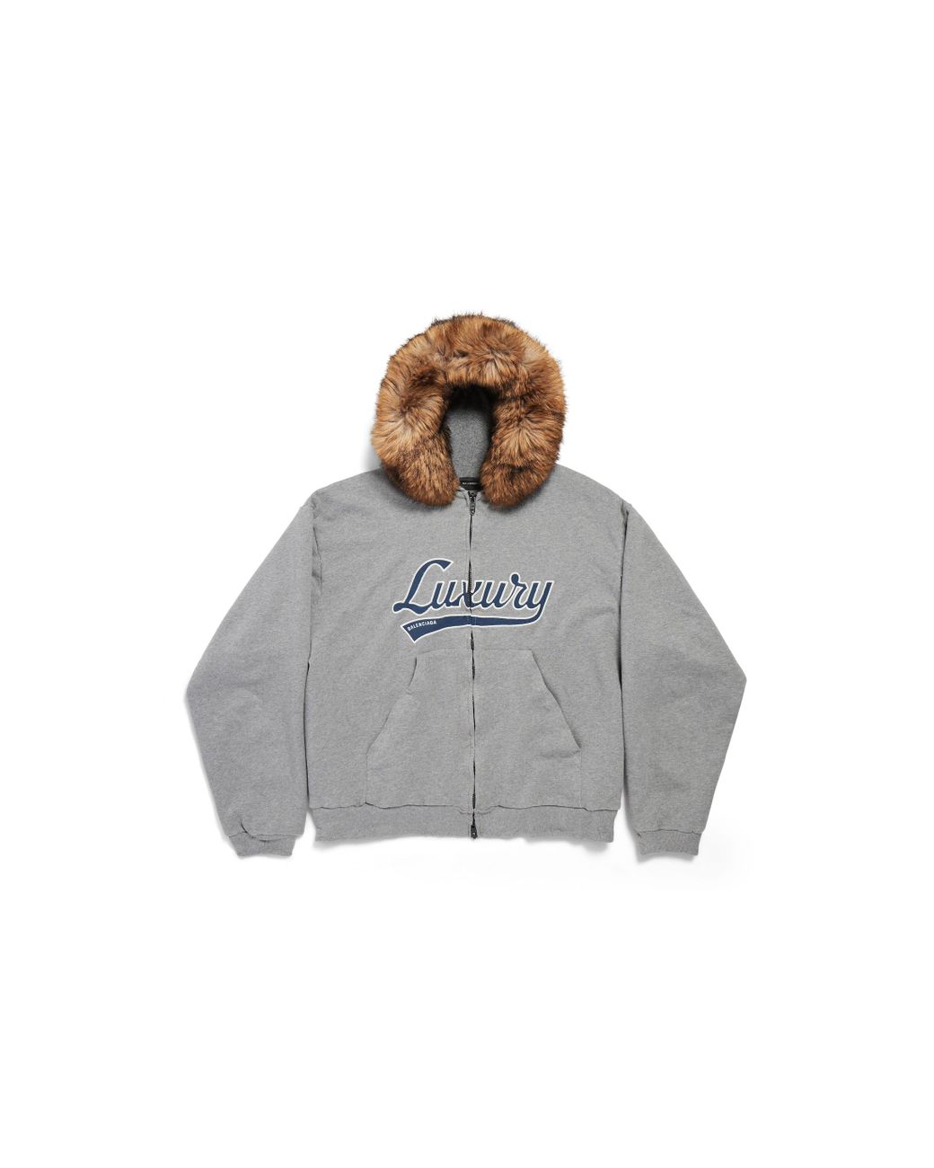 Balenciaga Luxury Script Oversized Zip-Up Hoodie in Gray for Men