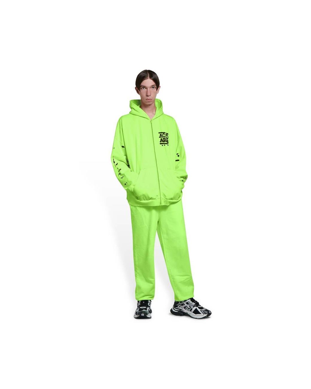 Balenciaga Music Acid Arab Merch Zip up Hoodie Oversized in Green Lyst