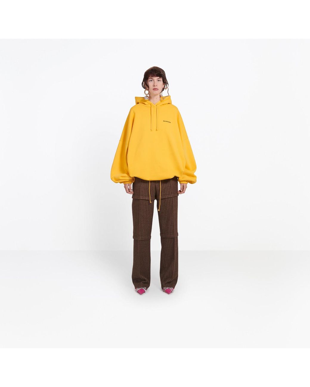 Balenciaga '®' Oversize Hoodie Cardigan in Yellow | Lyst