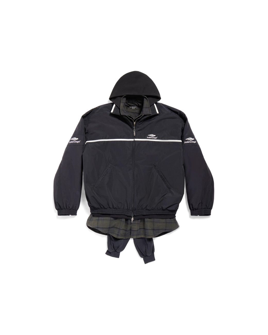 Balenciaga Black 3b Sports Icon Layered Tracksuit Jacket for men