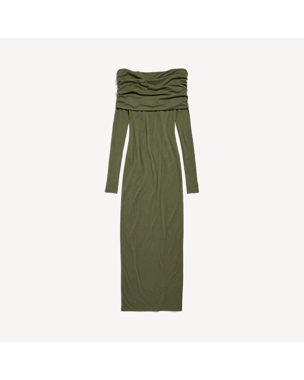 Balenciaga Green Long Sleeve Off-Shoulder Dress