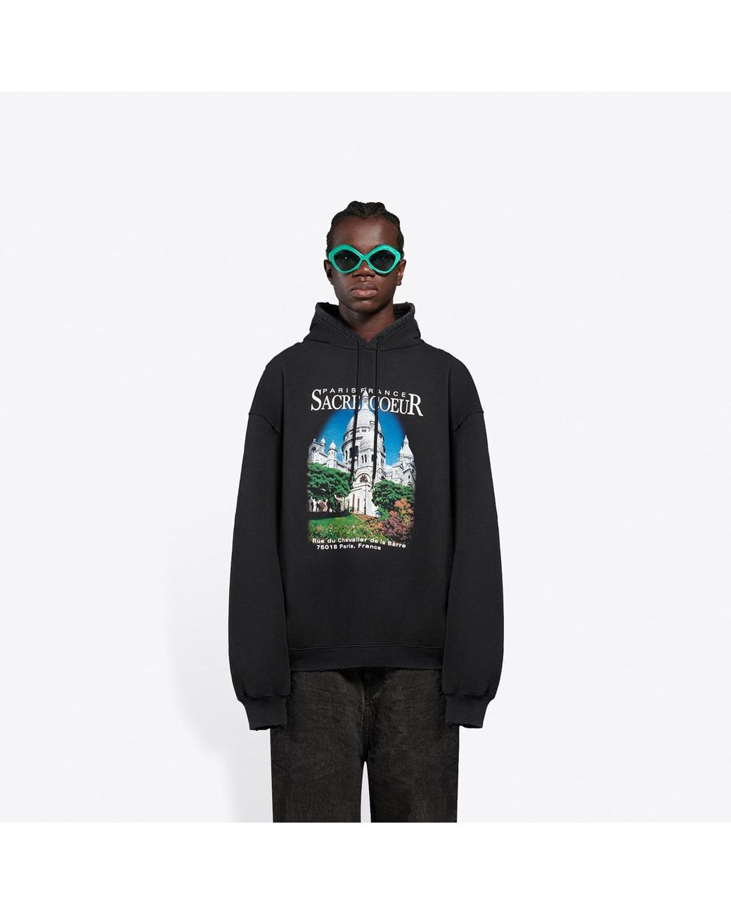 Balenciaga Sacré Cœur Bomber Hoodie in Black for Men | Lyst