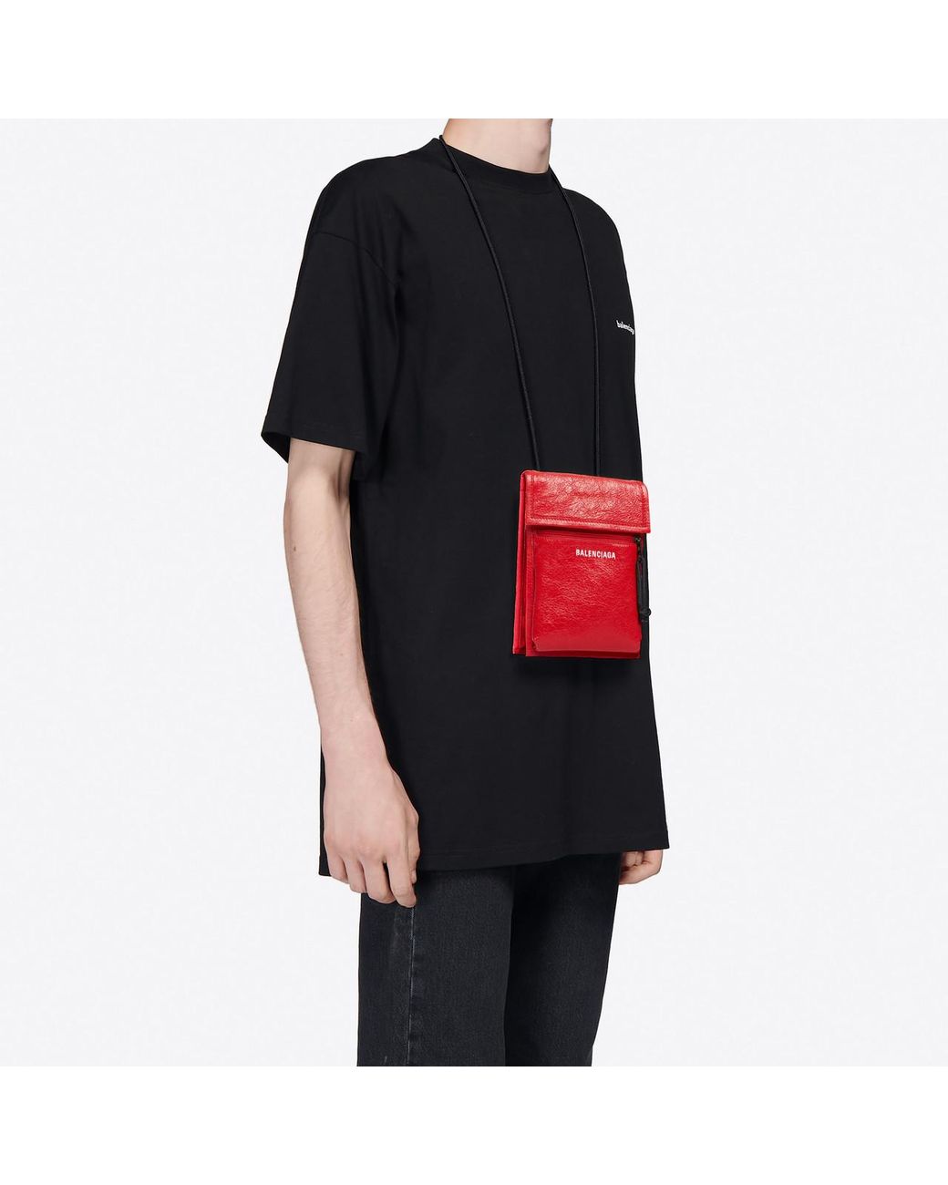 balenciaga red explorer pouch