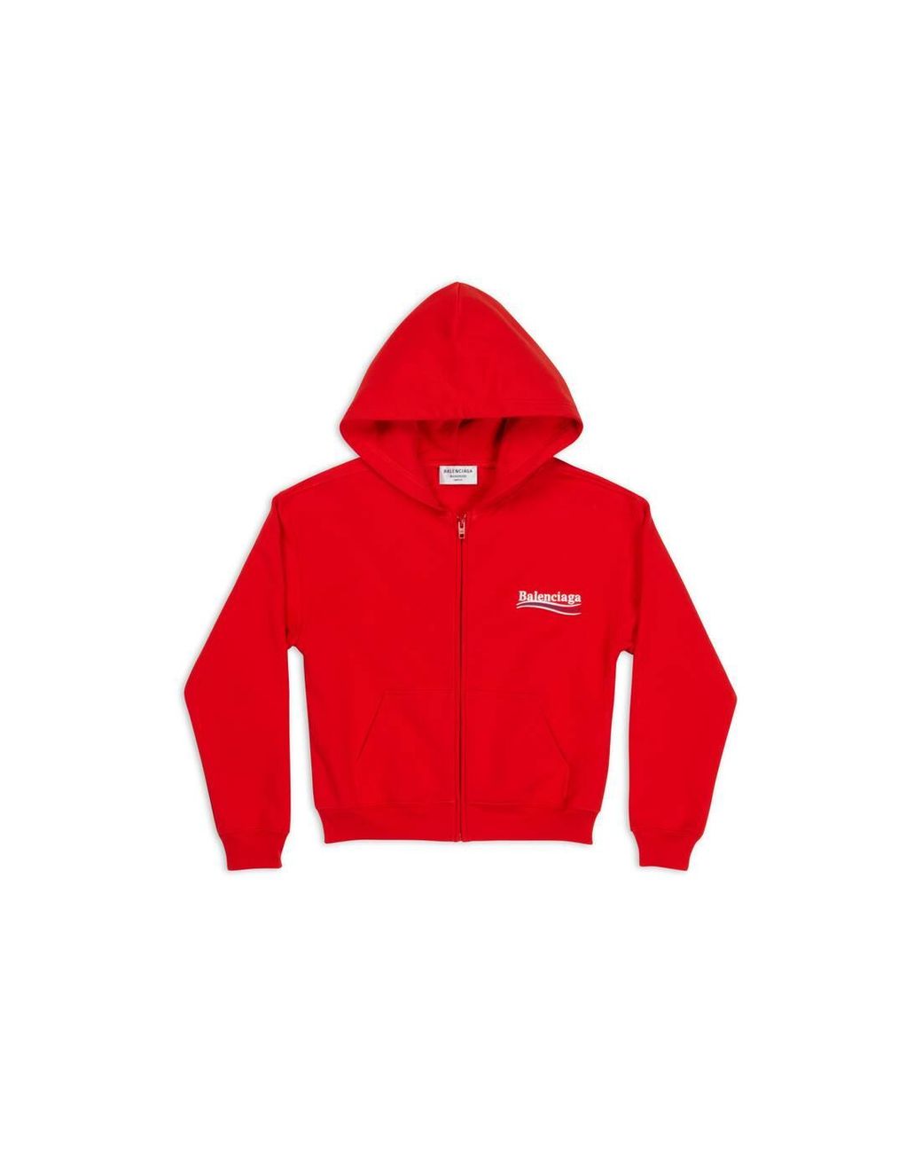 Balenciaga Political Campaign Shrunk Zip-up Hoodie Small Fit in Red | Lyst