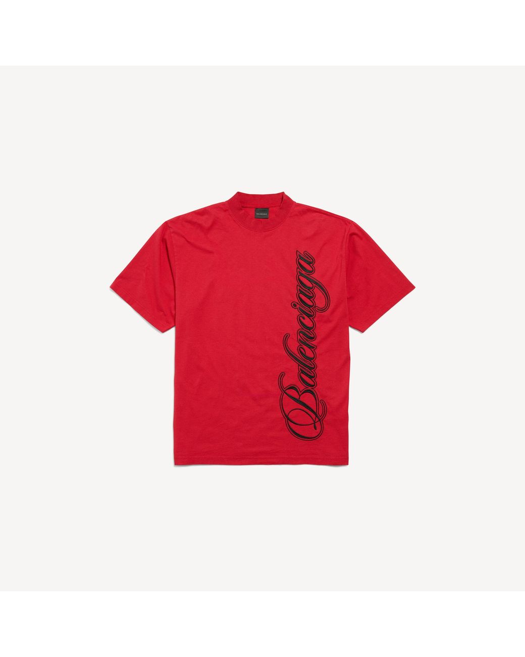 Balenciaga Red Cursive Medium Fit T-Shirt for men
