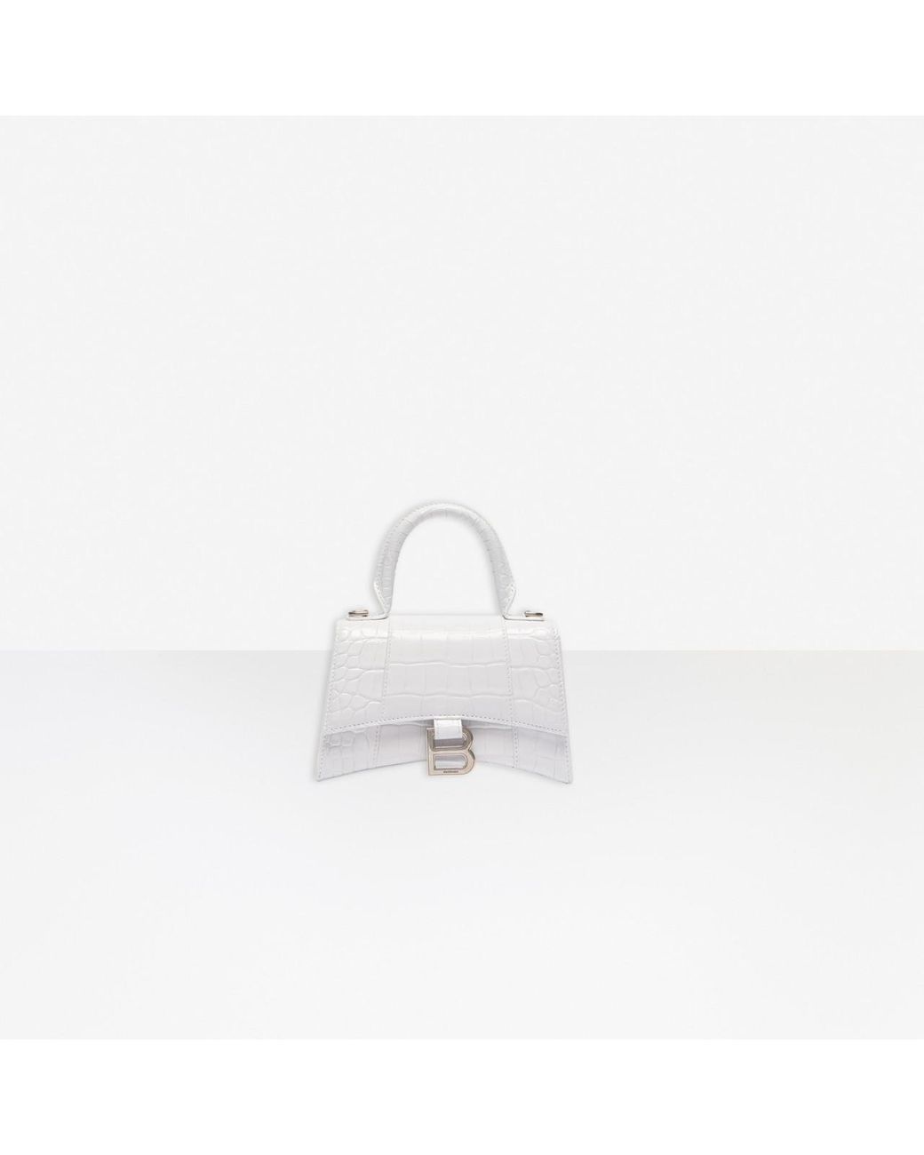 Balenciaga White Calfskin Graffiti Hourglass Top Handle Bag XS - modaselle