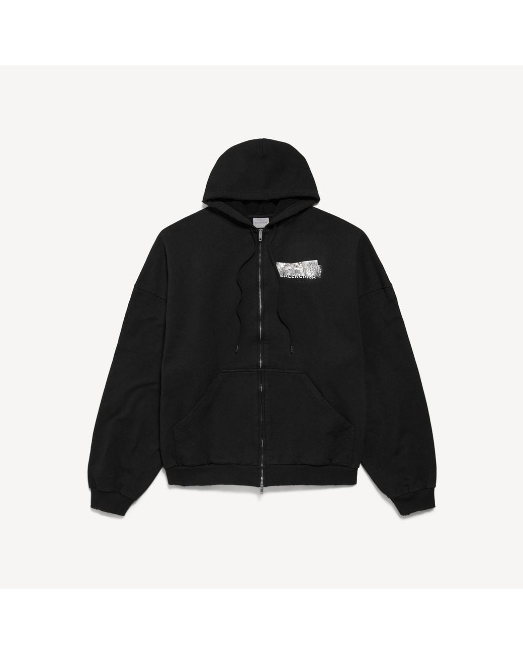Balenciaga Black Tape Back Large Zip-Up Hoodie for men