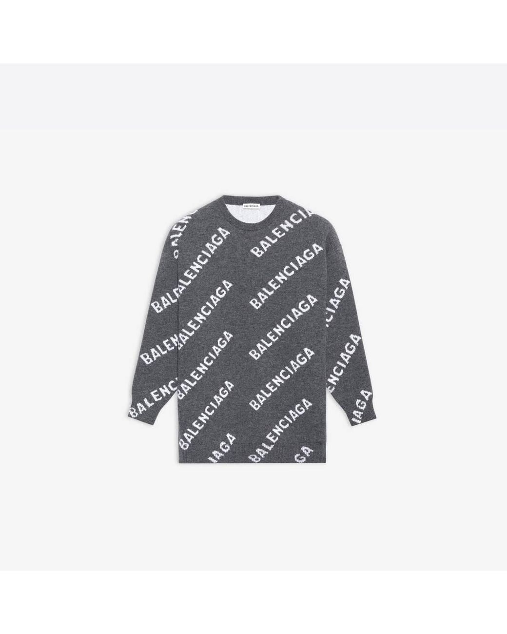Balenciaga Allover Logo Crewneck in Washed Black (Black) - Lyst