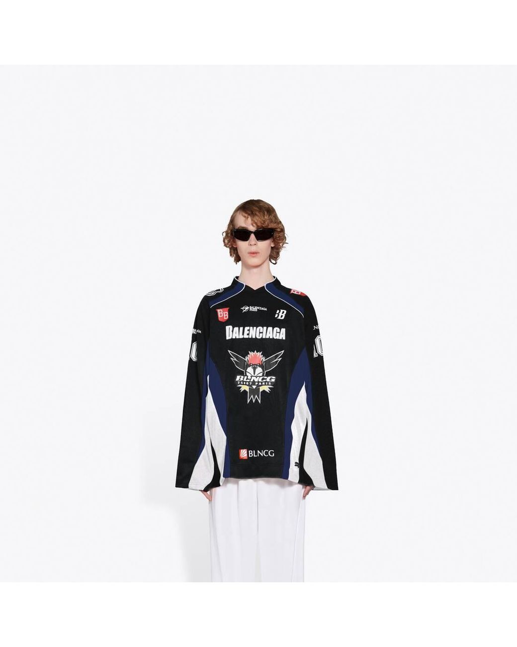 Balenciaga Hockey Panelled long-sleeve T-shirt - Farfetch