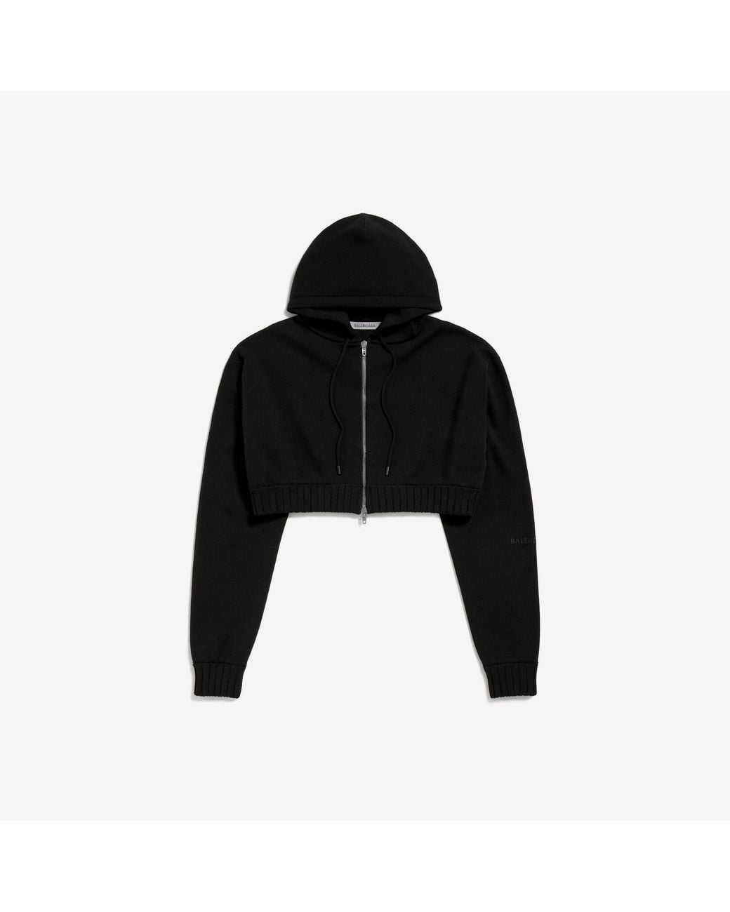 Balenciaga Black Techwear Cropped Zip-Up Hoodie