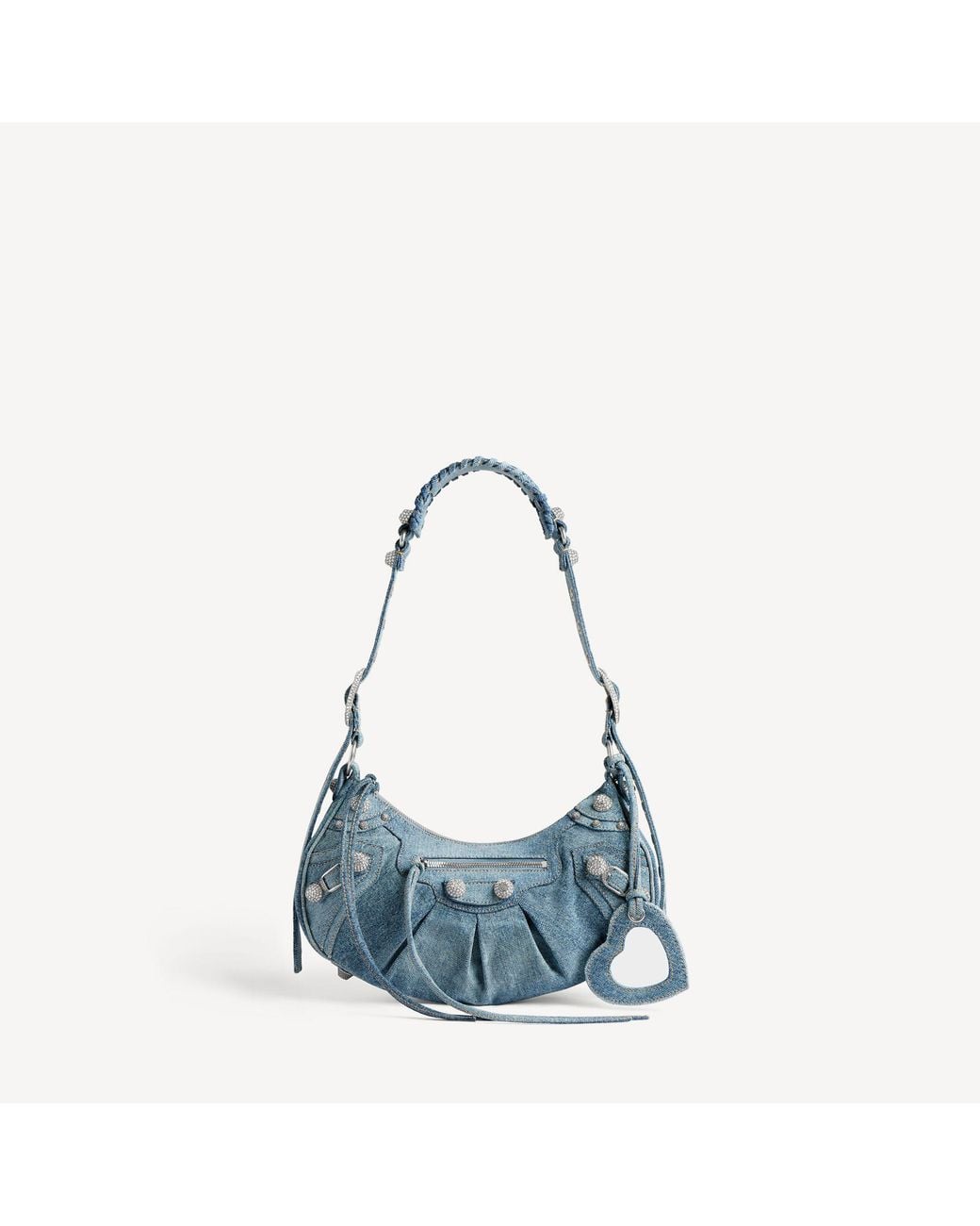 Balenciaga Blue Le Cagole Shoulder Bag Small With Rhinestones