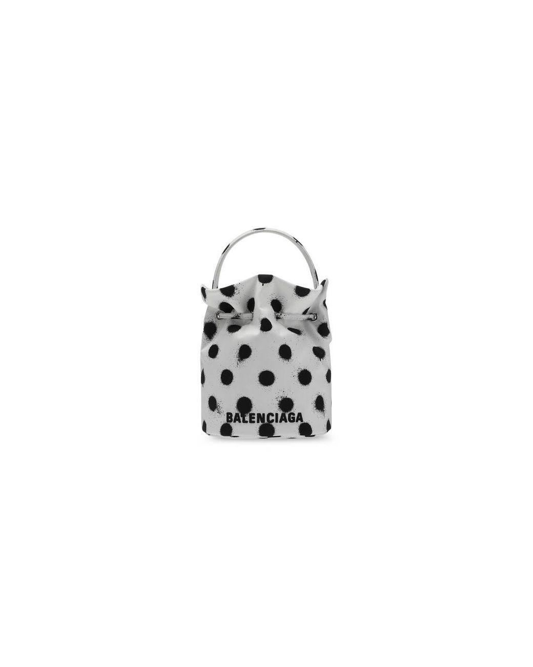 BALENCIAGA Nylon Polka Dot XS Bucket Bag Black White 1265932