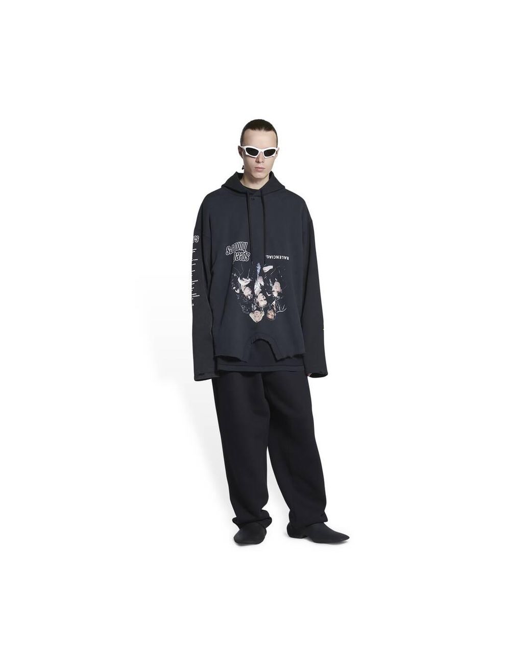 Balenciaga Upside Down Hoodie Oversized in Blue for Men | Lyst