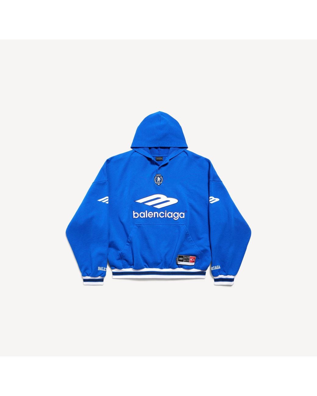 Balenciaga Blue 3B Football Polo Hoodie for men