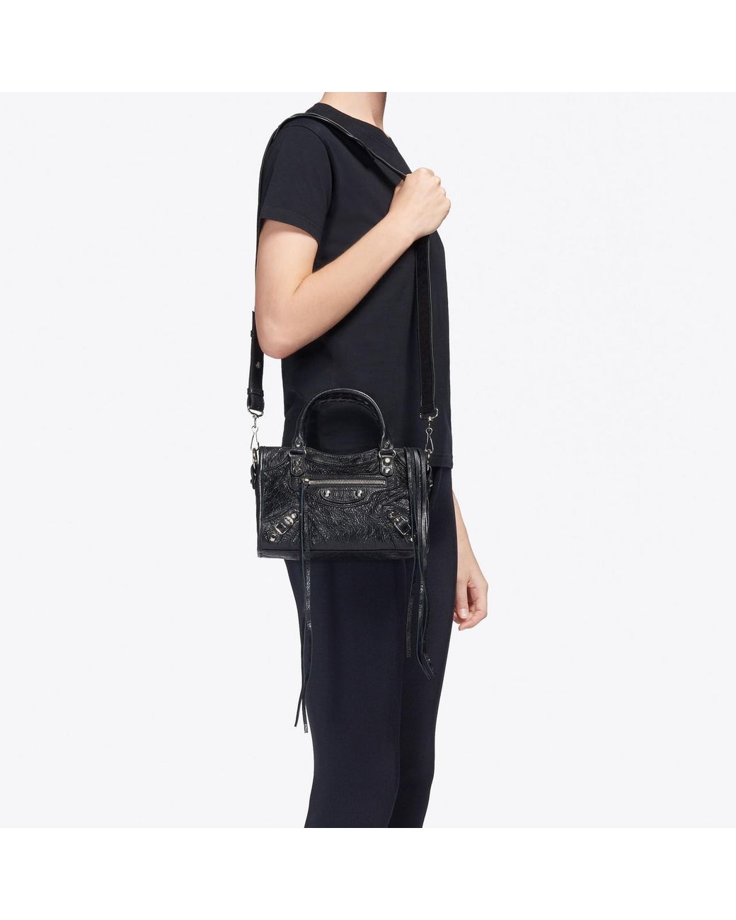 Balenciaga Classic City Shoulder Bag Mini Black in Lambskin with Palladium   US