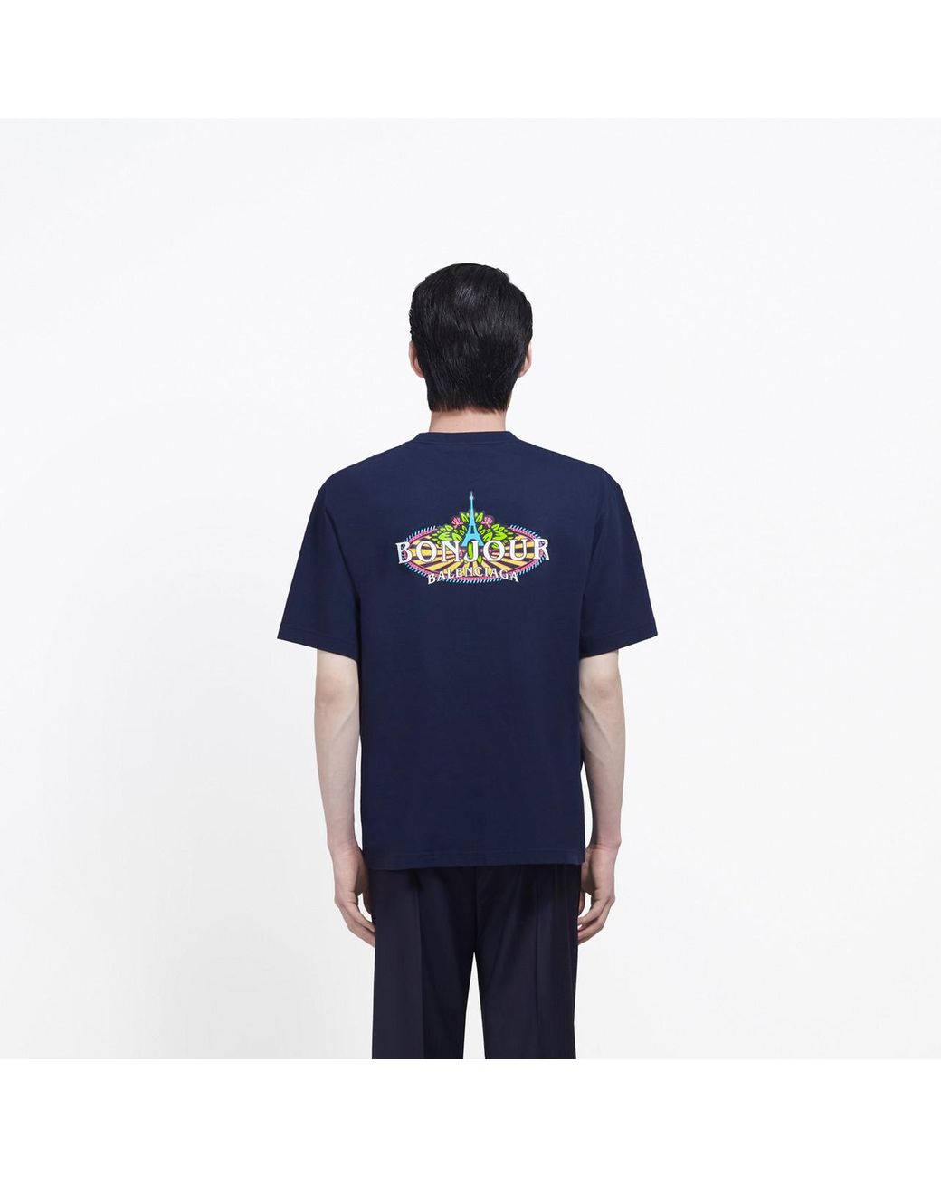 Balenciaga Bonjour Paris Regular T-shirt in Blue for Men | Lyst UK