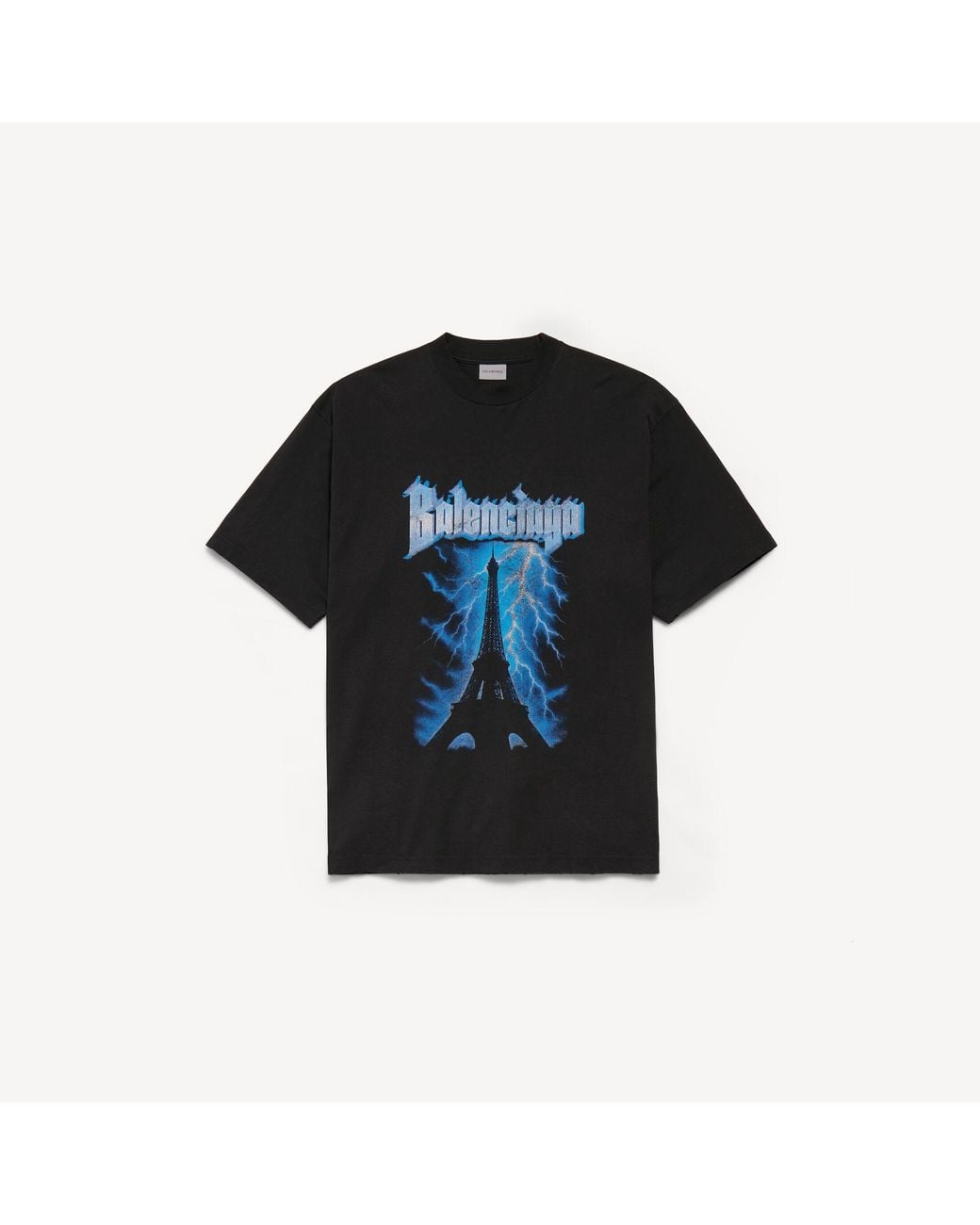Balenciaga Black Paris Thunderstorm Oversized T-Shirt for men