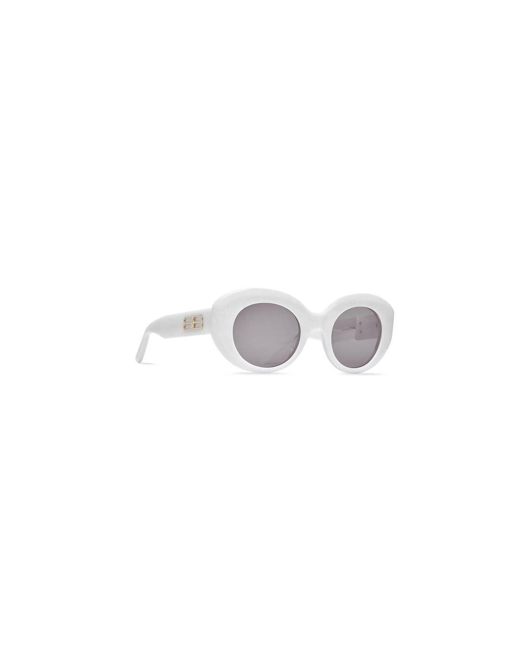 Balenciaga Rive Gauche Round Sunglasses in White | Lyst
