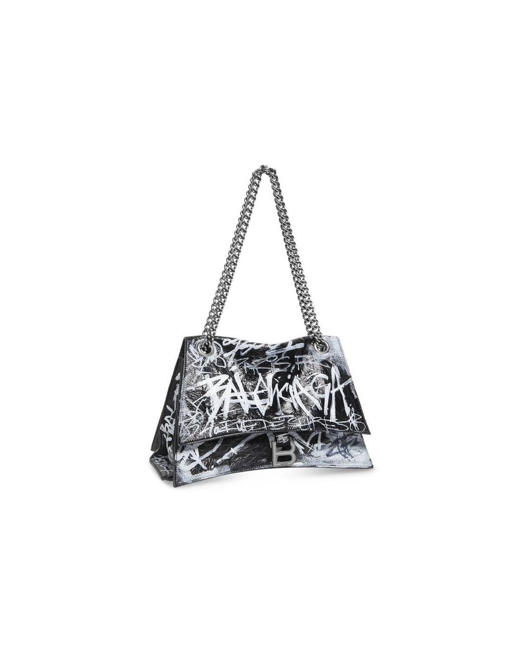 Balenciaga Small Crush Graffiti-Print Chain Bag