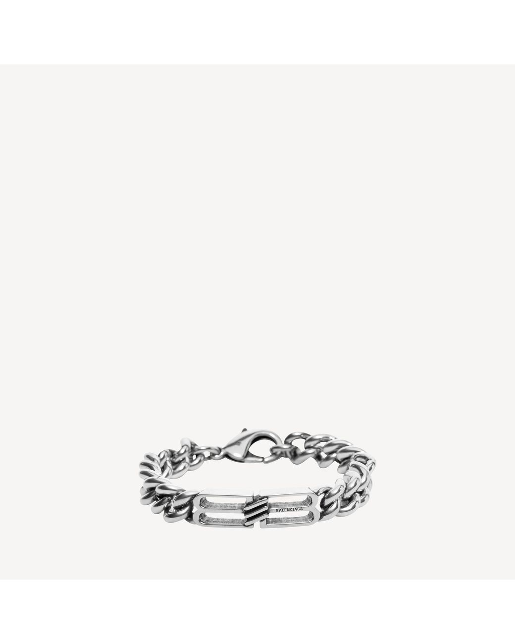 Balenciaga White Bb Icon Gourmette Bracelet for men