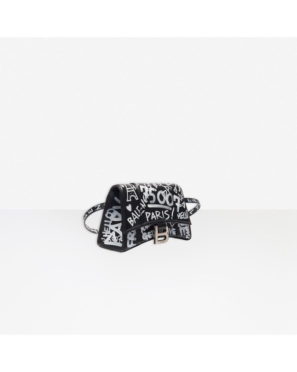 Balenciaga Leather Hourglass Small Beltbag in Black / White (Black) | Lyst