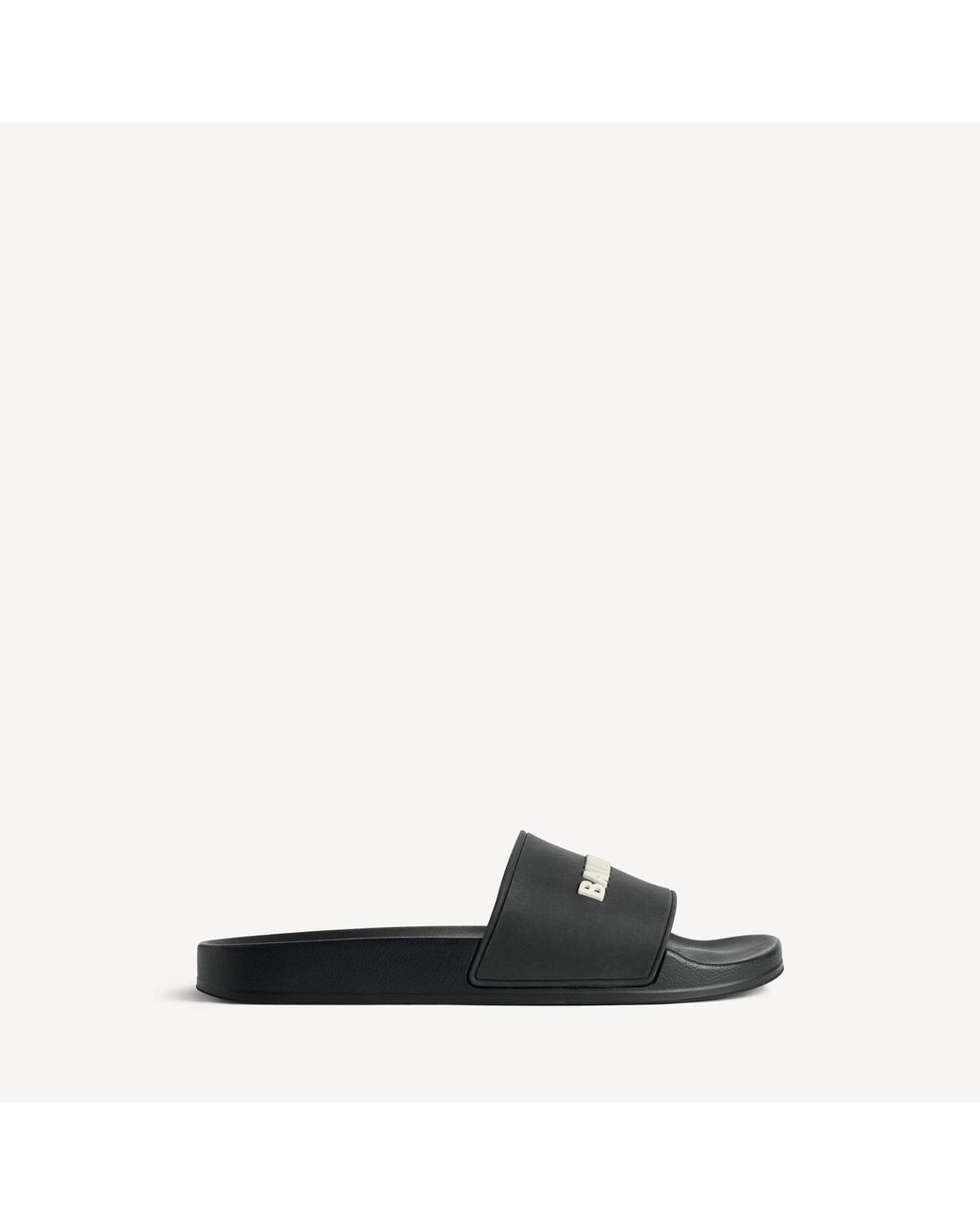 Balenciaga Black Logo Rubber Pool Sliders for men
