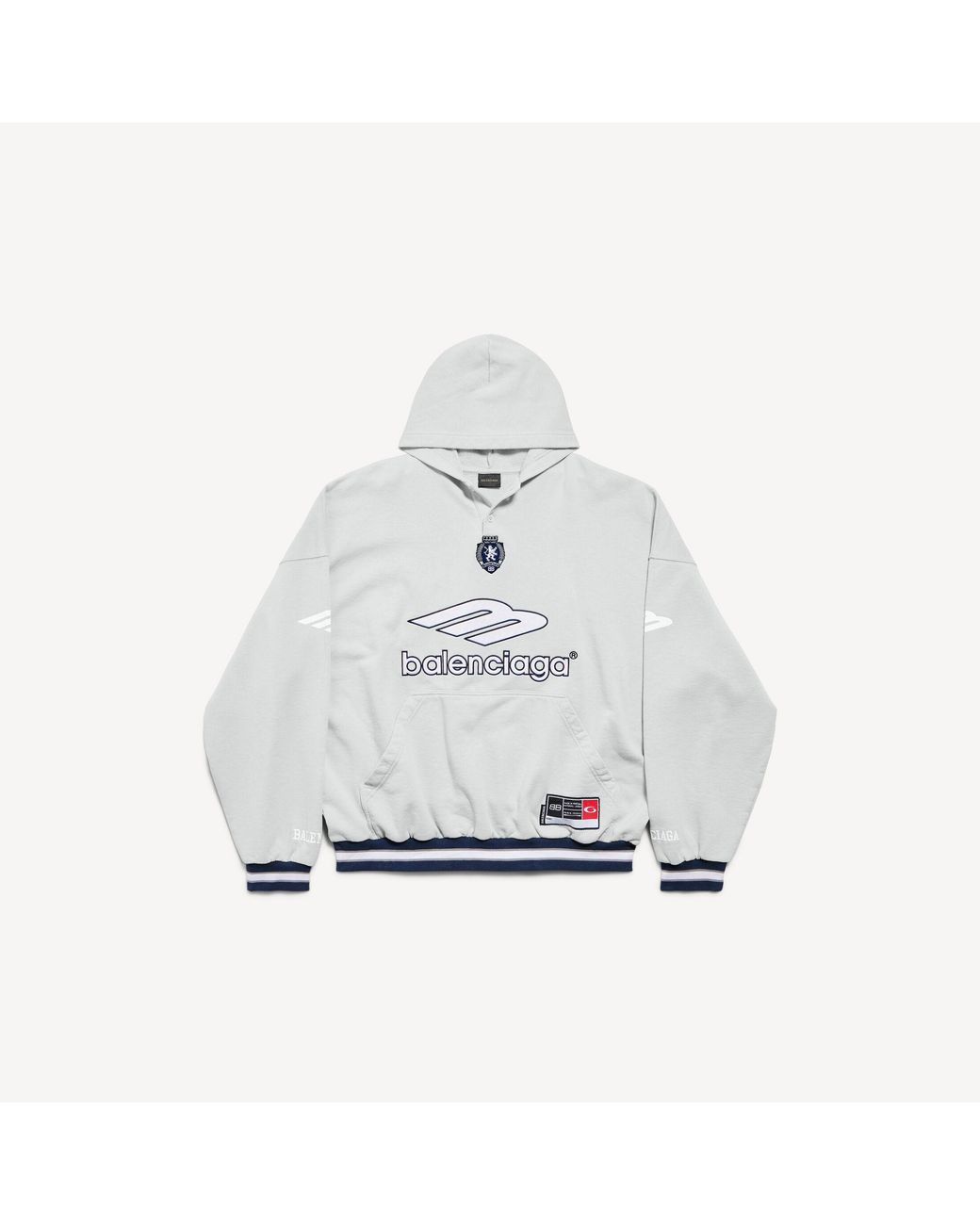 Balenciaga White 3B Football Polo Hoodie for men