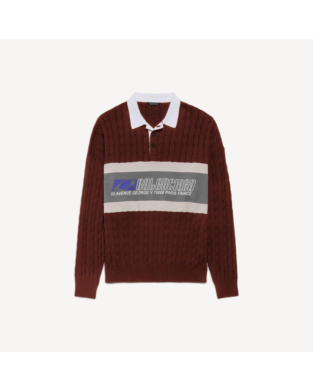 Balenciaga Brown Sporty Block Patched Polo for men