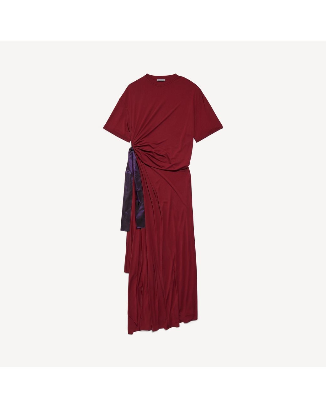 Balenciaga Red Draped T-Shirt Dress