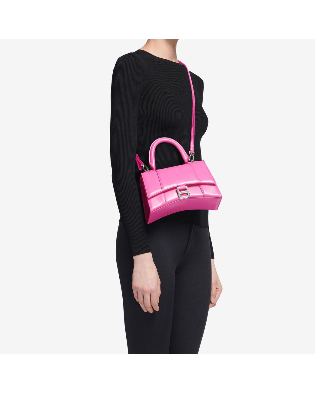 Hourglass leather mini bag Balenciaga Pink in Leather - 36081803