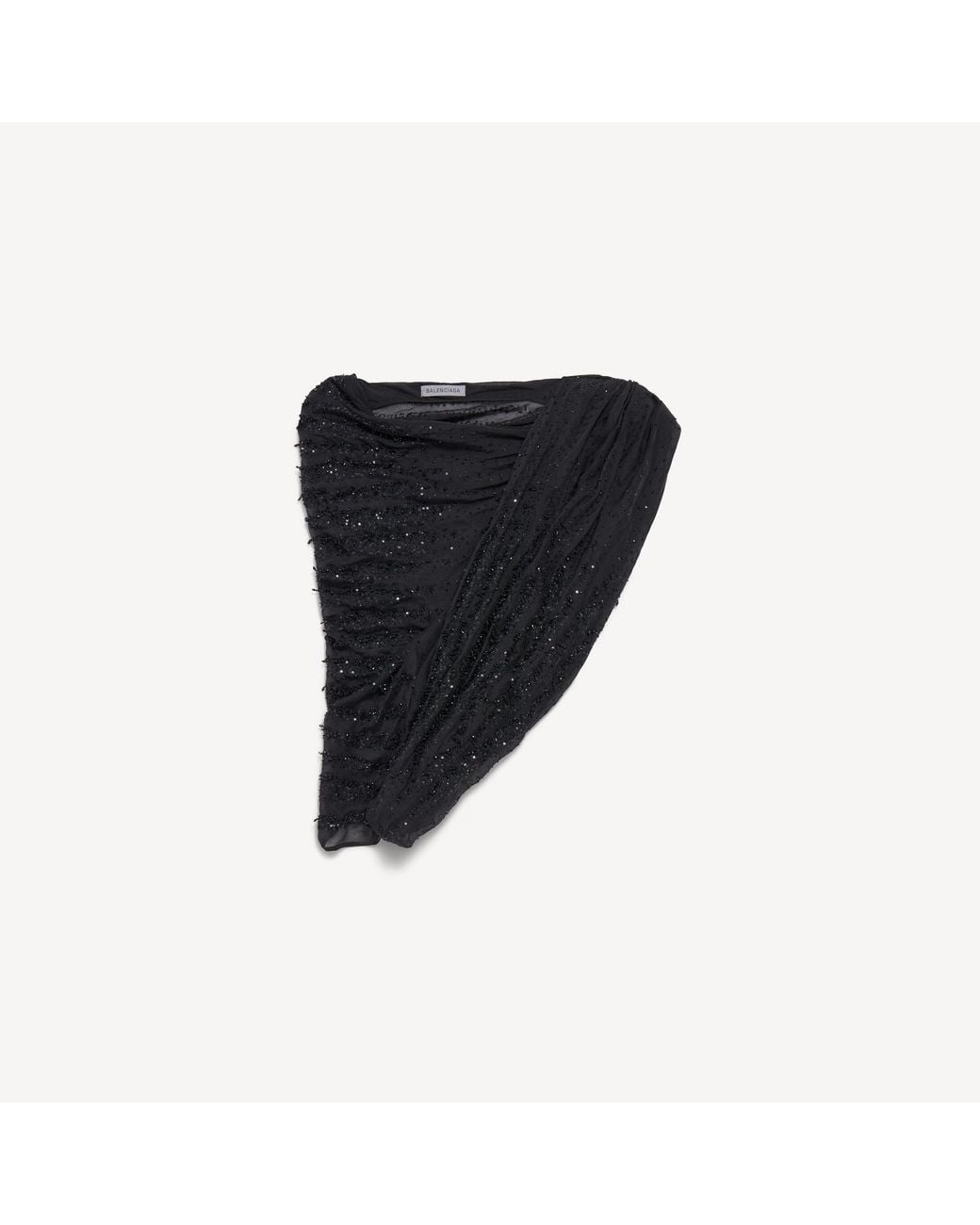 Balenciaga Black Embroidered One Shoulder Draped Top