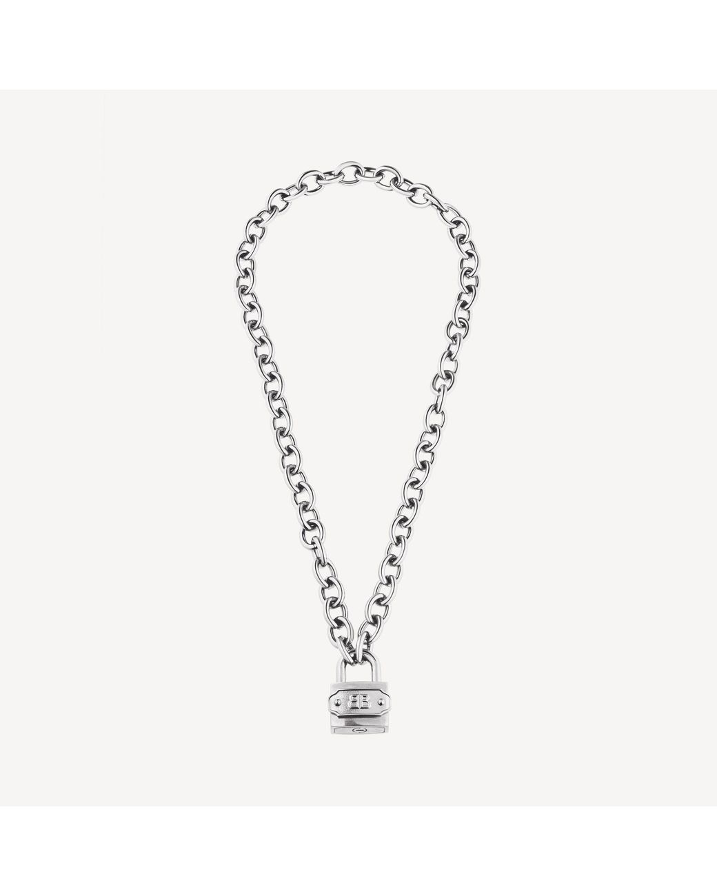 Balenciaga Metallic Bb Padlock Necklace