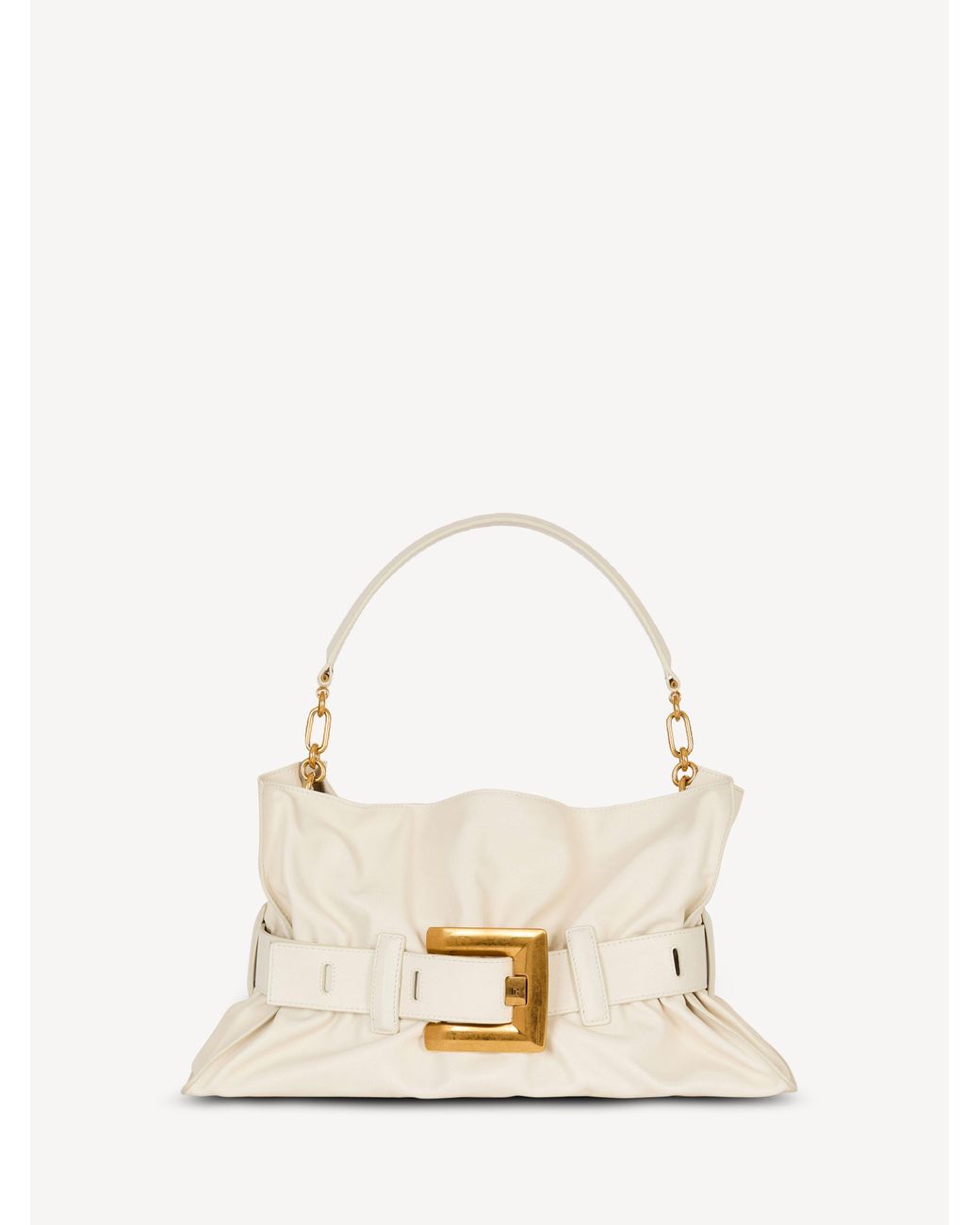 Balmain White Calfskin Anthem Medium Bag