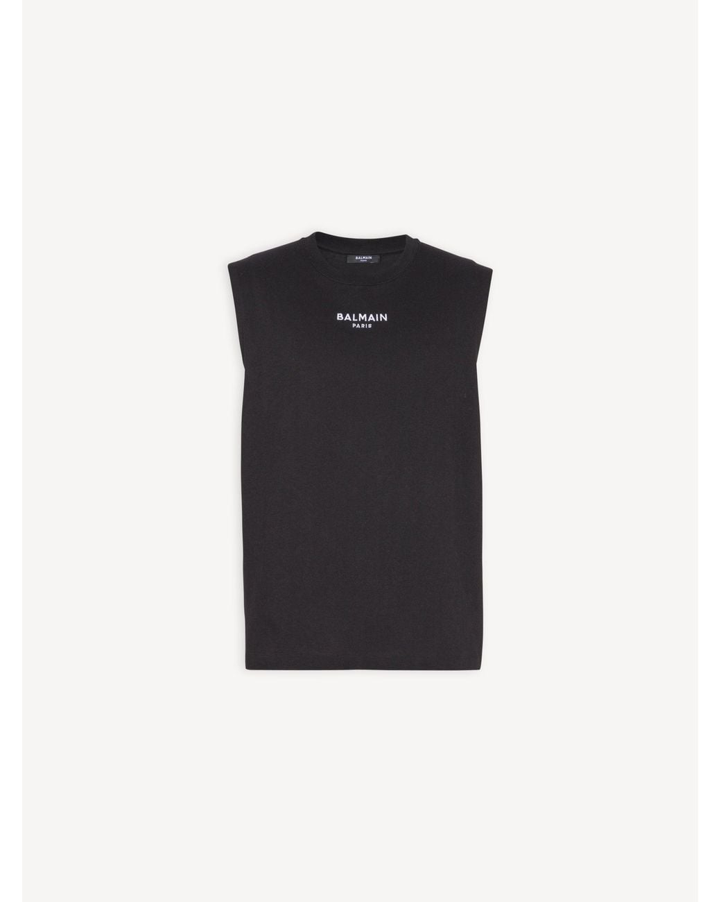 Balmain Black Paris Embroidered Vest Top for men