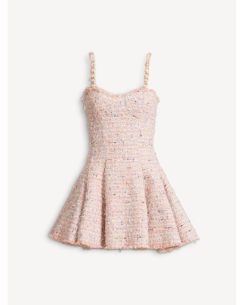 Balmain Pink Flared Tweed Dress