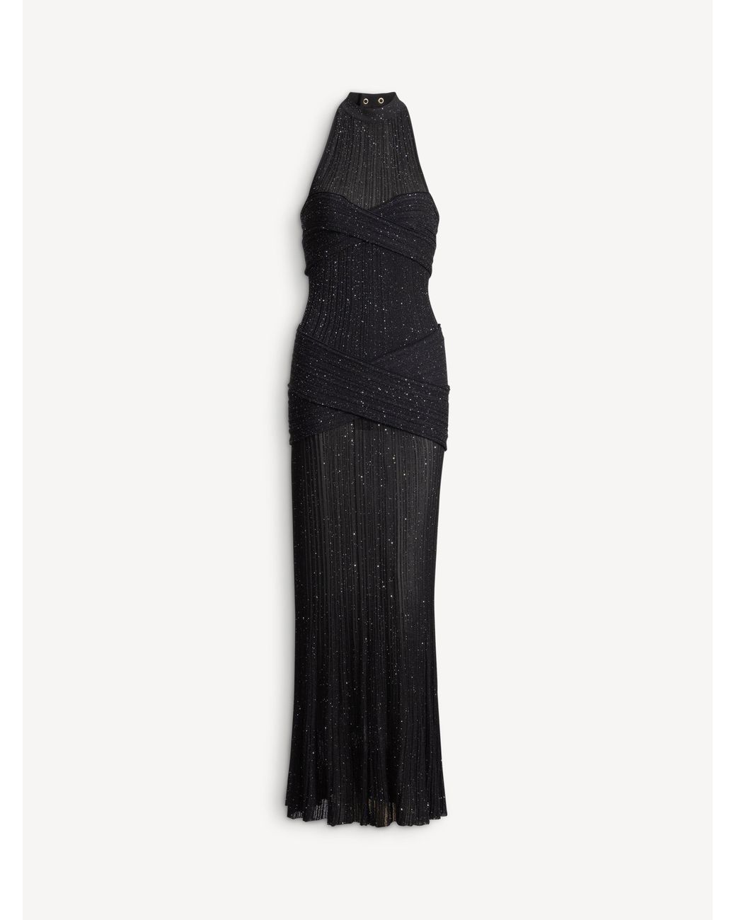 Balmain Black Long Fléchage Knit Dress