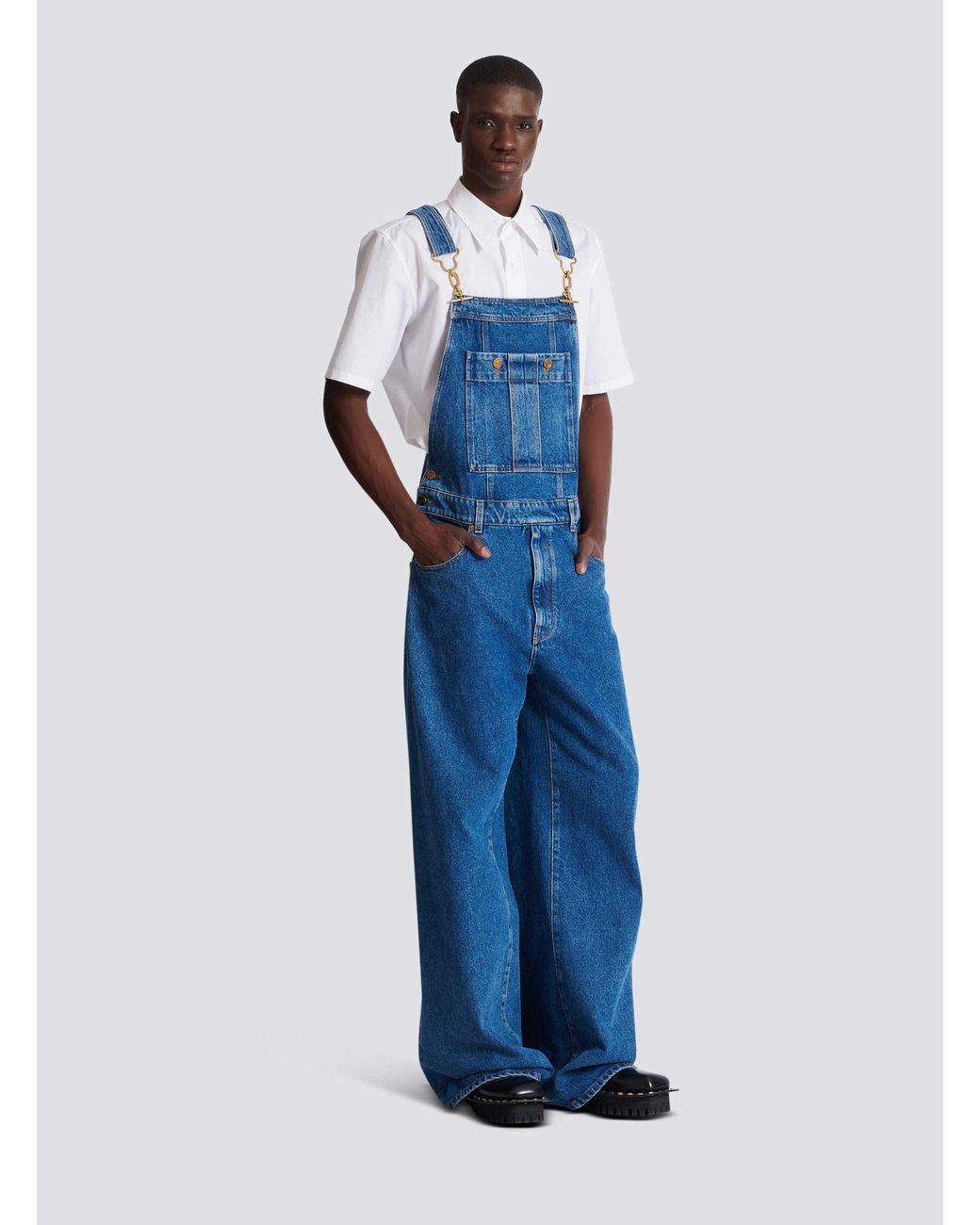 Balmain Blue Dark Denim Dungarees for men