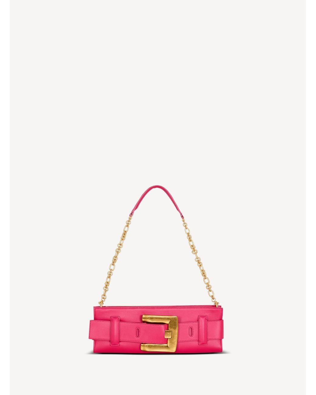 Balmain Pink Anthem Calfskin Leather Clutch