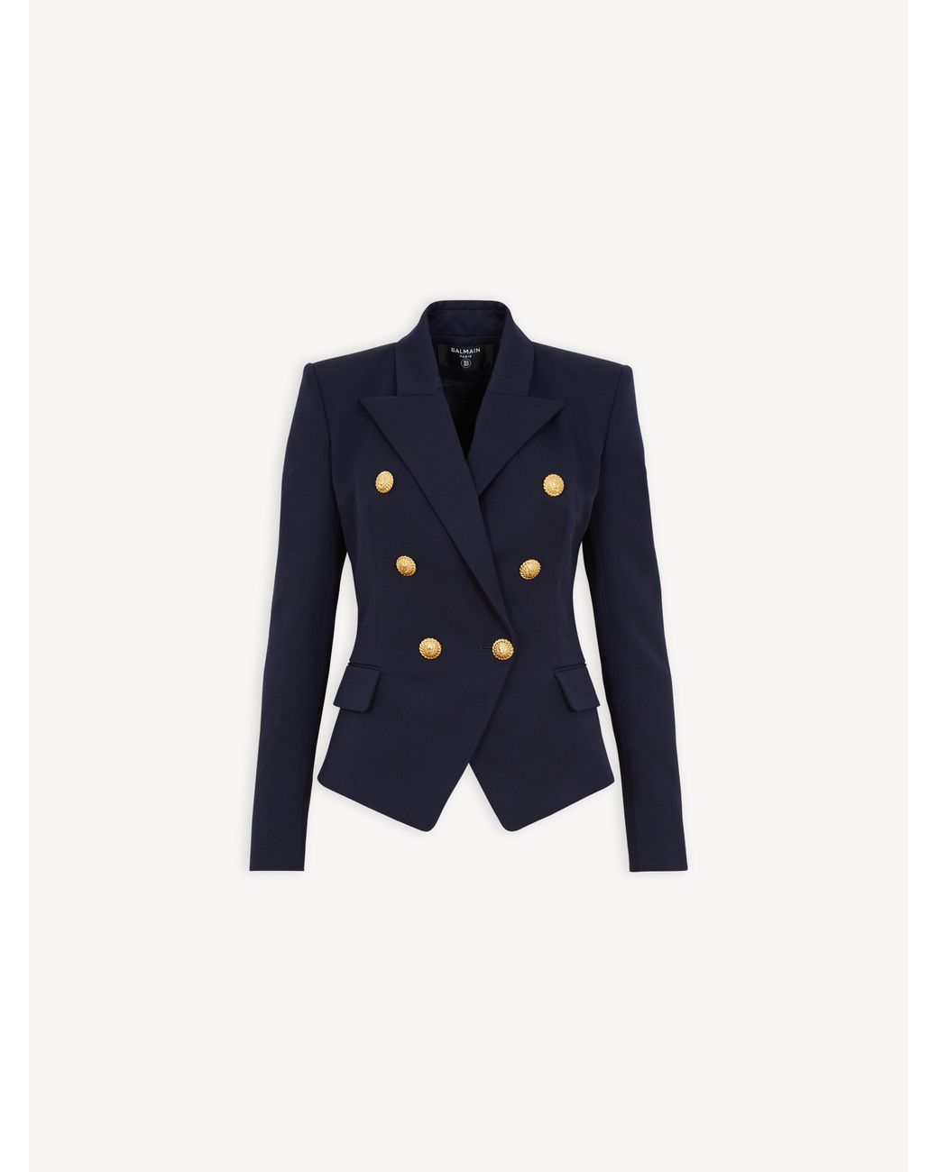 Balmain Blue Fitted Wool 6-Buttons Jacket