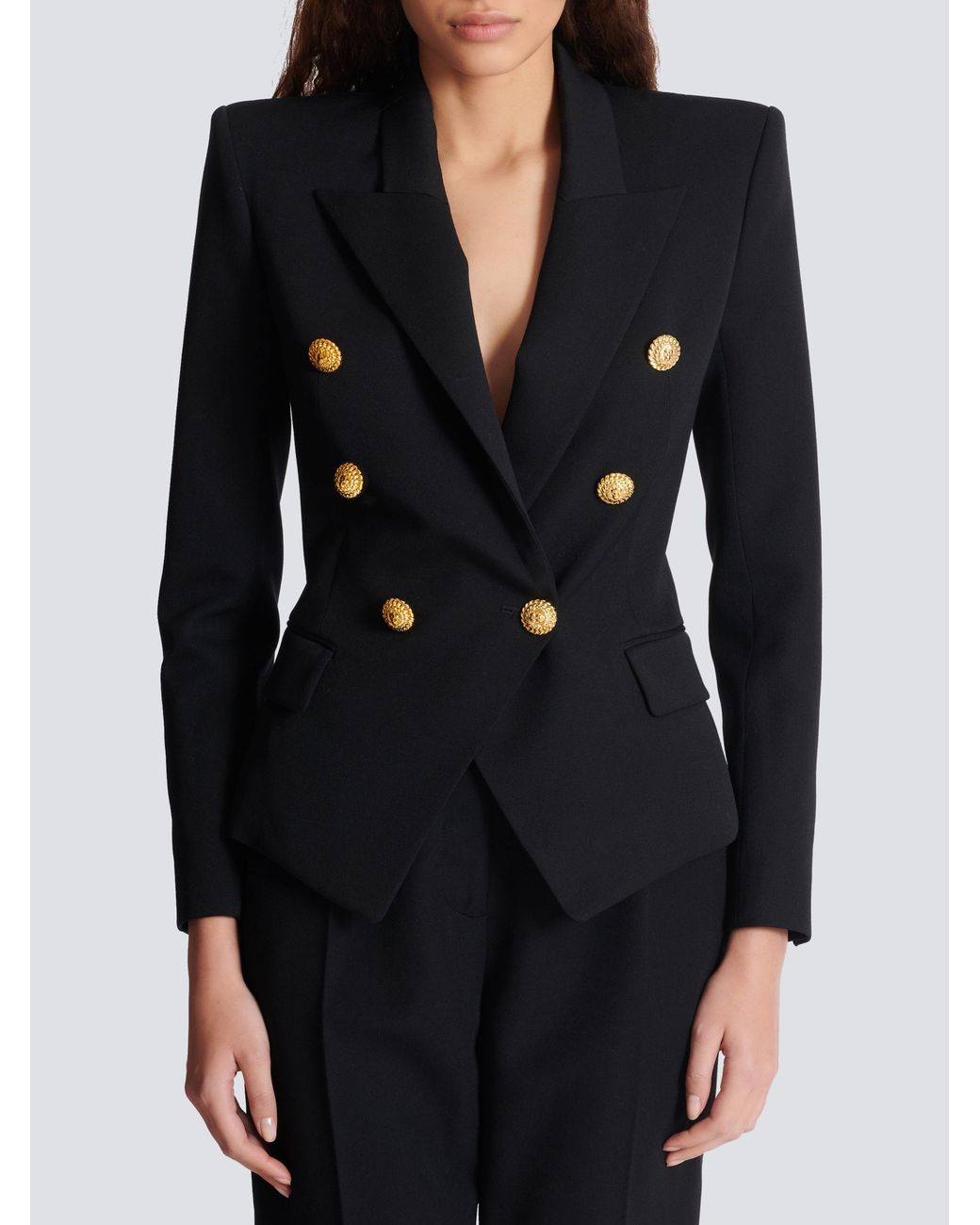 Balmain Blue Grain De Poudre 6-Buttons Fitted Jacket