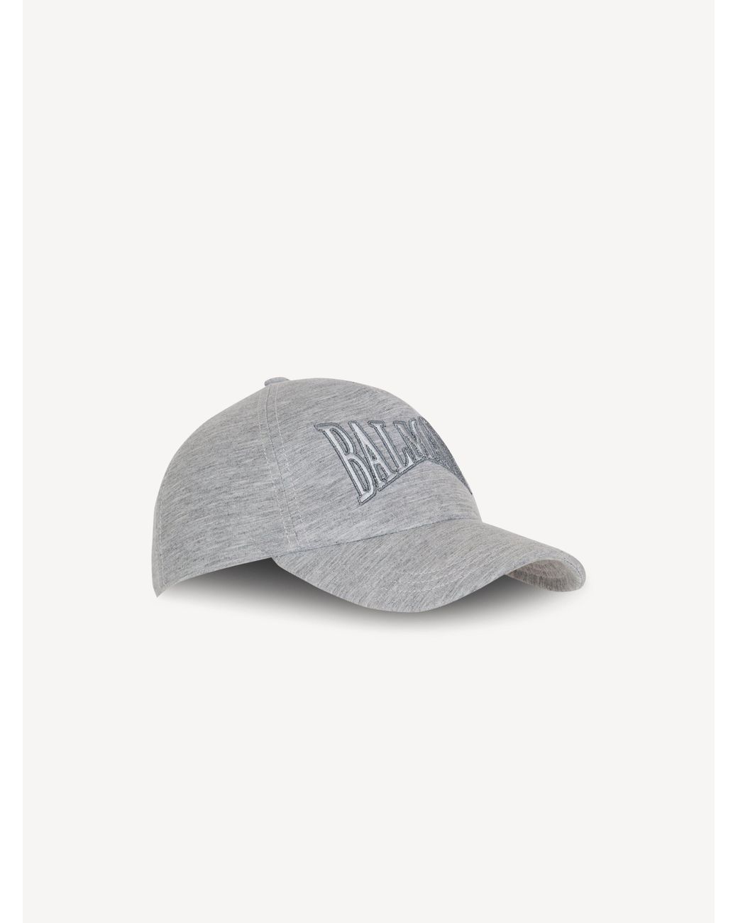 Balmain Gray Logo Embroidered Baseball Cap for men