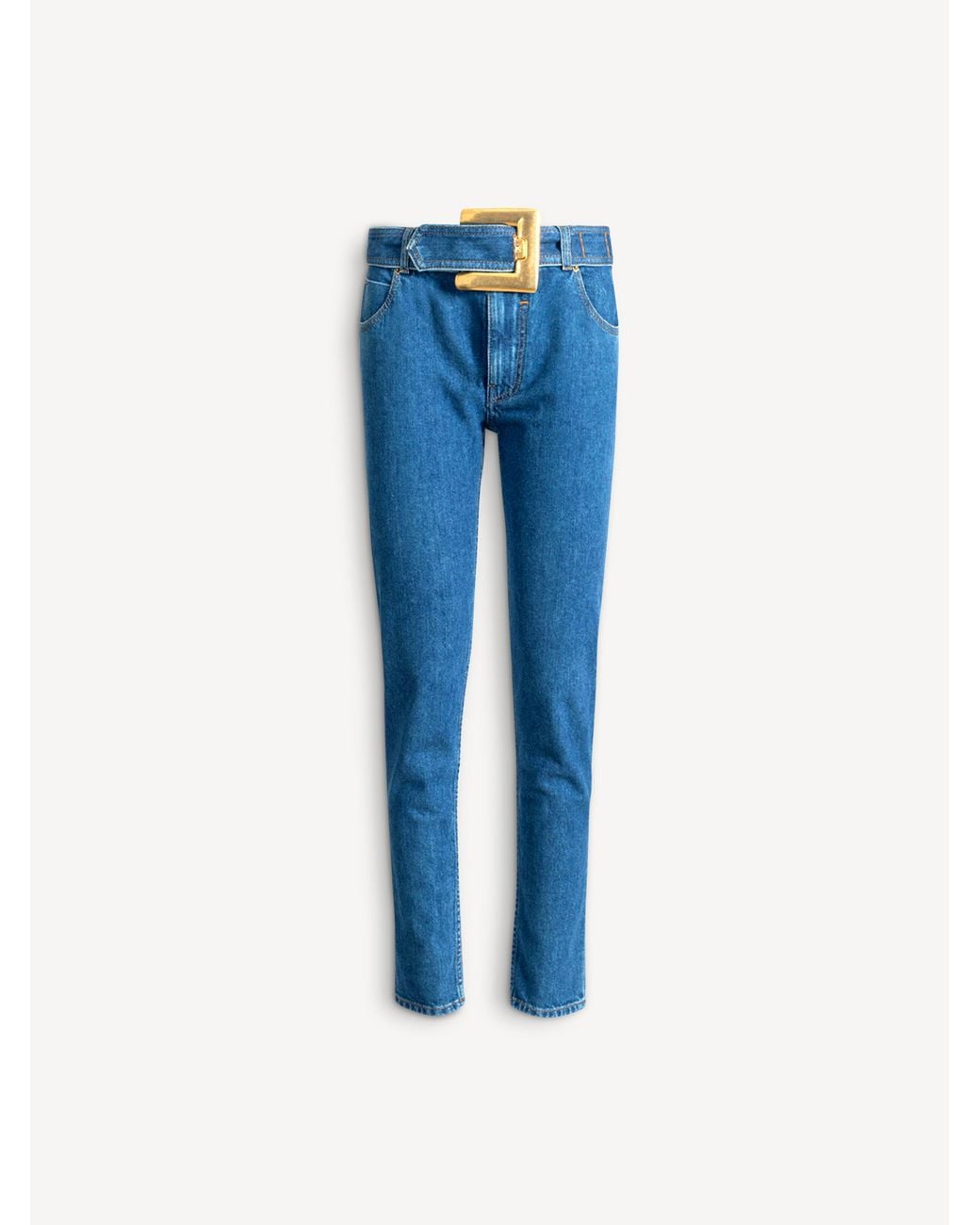 Balmain Blue Belted Denim Jeans
