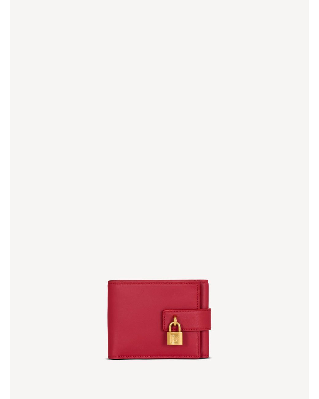 Balmain Red Pulse Trifold Smooth Leather Wallet