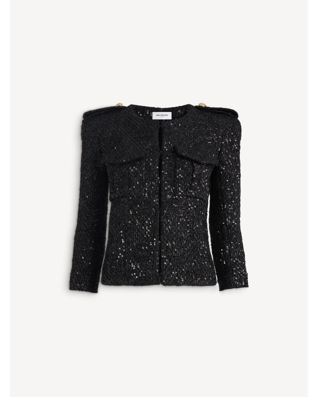 Balmain Black Sequinned Tweed Jacket