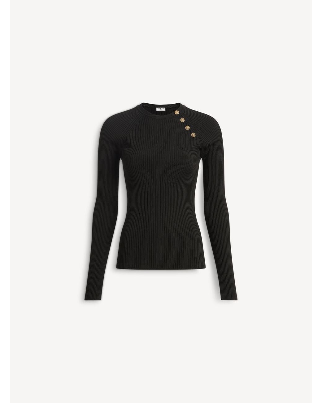 Balmain Black Ribbed Knit Jumper